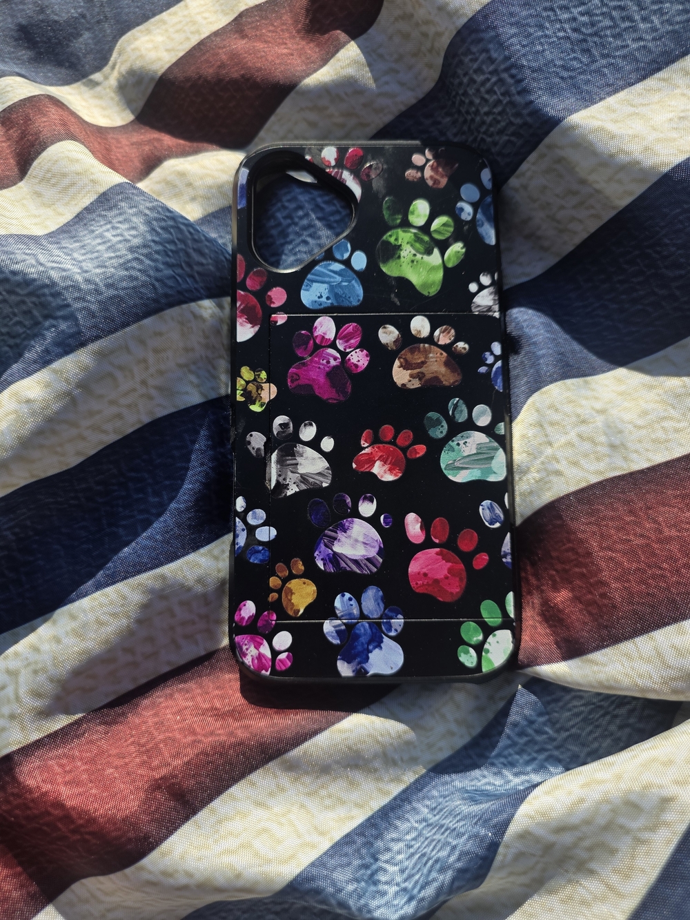 iPhone 16 Plus Colorful Paw Print Phone Case